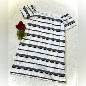 Maison Jules Striped Off Shoulder Shift Dress - Large